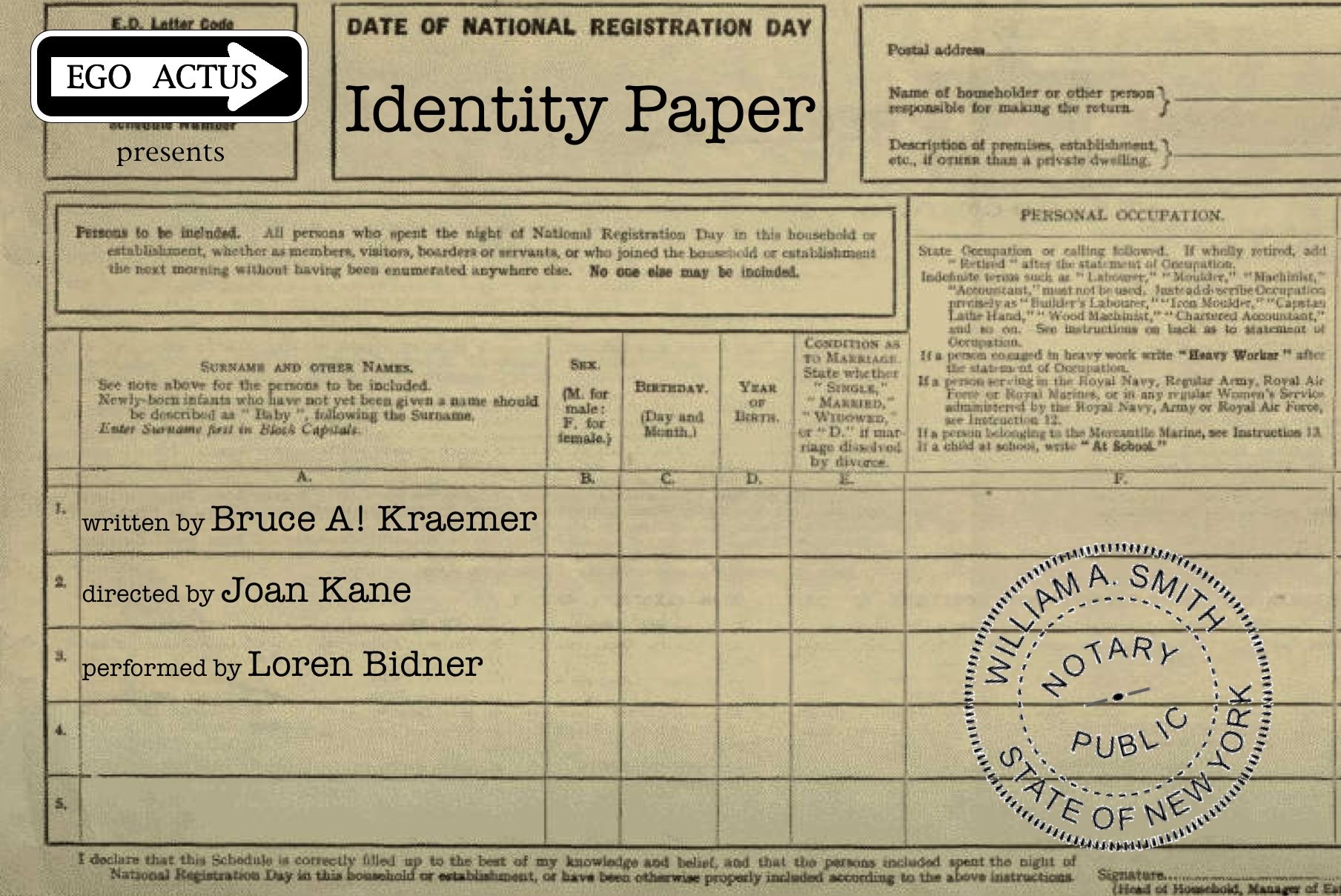 Identity Paper - The Ego Actus Theatre Company